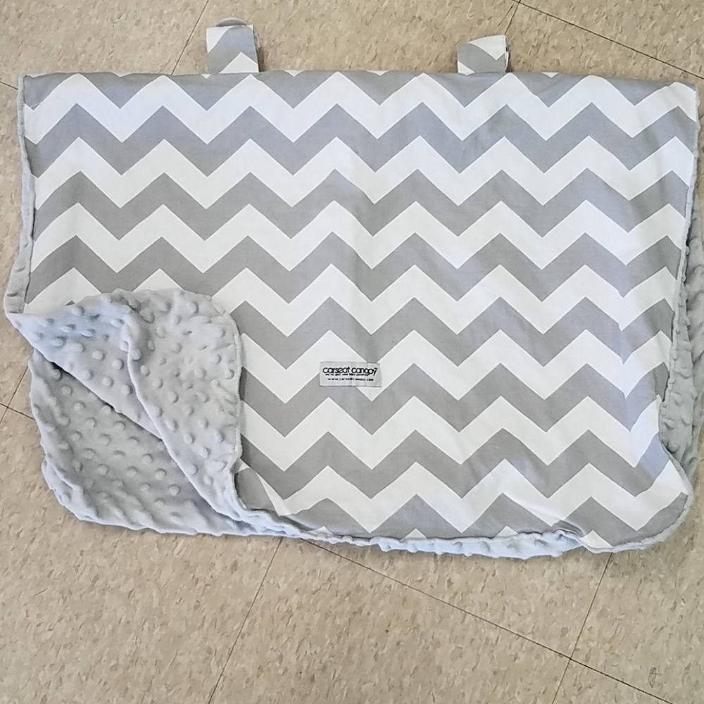 Carseat Canopy with minky dots on reverse